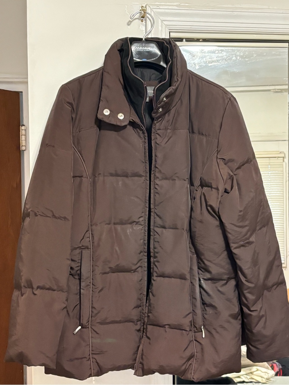 Liz Claiborne Dark Brown Quilted Puffer Down Coat